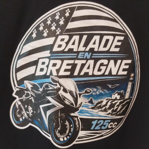 T-Shirt Balade en Bretagne 125cc modèle roadster (coton)